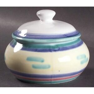 Caleca Carousel  SUGAR BOWL  Hand Painted Italy Pottery